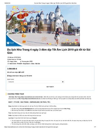 Du lịch Nha Trang 4 ngày 3 đêm dịp Tết Âm Lịch 2019 giá tốt từ Sài Gòn