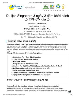 Du lịch Singapore 3 ngày 2 đêm khởi hành từ TPHCM giá tốt