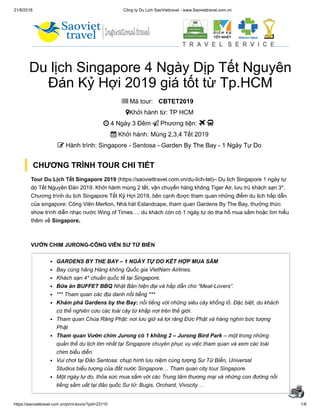 Du lịch Singapore 4 Ngày Dịp Tết Nguyên Đán Kỷ Hợi 2019 giá tốt từ Tp.HCM