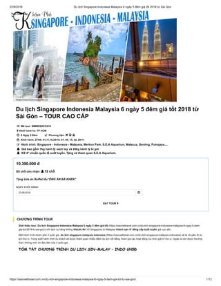Tour Du lịch Sing – Malay – Indo 6 ngày khởi từ Tp.HCM giá tốt 2018 – CT ĐẶC SẮC