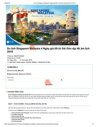 Du lịch Singapore Malaysia 4 Ngày giá tốt từ Sài Gòn dịp tết âm lịch 2019