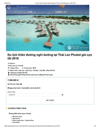 Du lịch thiên đường nghỉ dưỡng tại Thái Lan Phuket giá cực tốt 2018