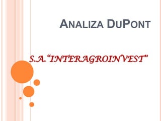 ANALIZA DUPONT
S.A.“INTERAGROINVEST”

 