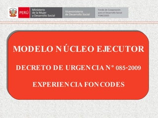 MODELO NÚCLEO EJECUTOR DECRETO DE URGENCIA Nº 085-2009 EXPERIENCIA FONCODES 