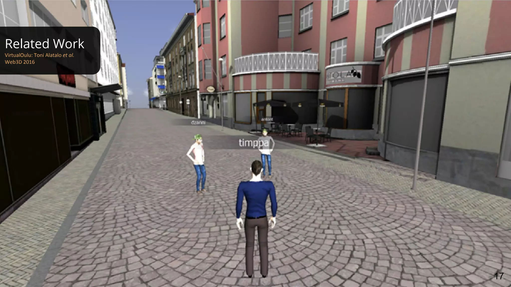 Related Work
VirtualOulu: Toni Alatalo et al.
Web3D 2016
17
 