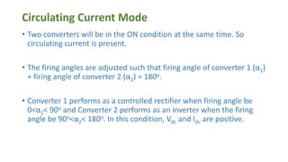 Circulating Current Mode
• Two converters will be in the ON condition at the same time. So
circulating current is present....