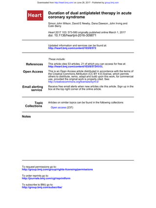 Dual antiplatelet therapy | PDF
