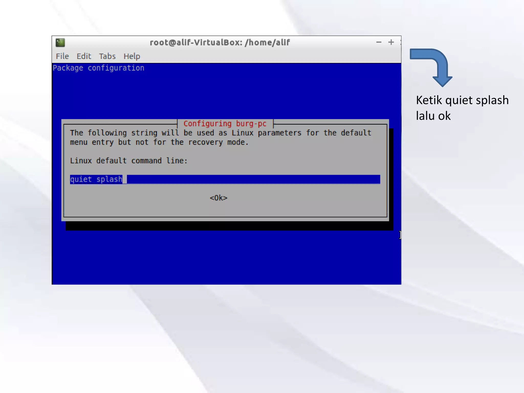 Ketik quiet splash
lalu ok
 