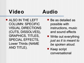 Dual Column Script | PPT | Video Production | Content Production