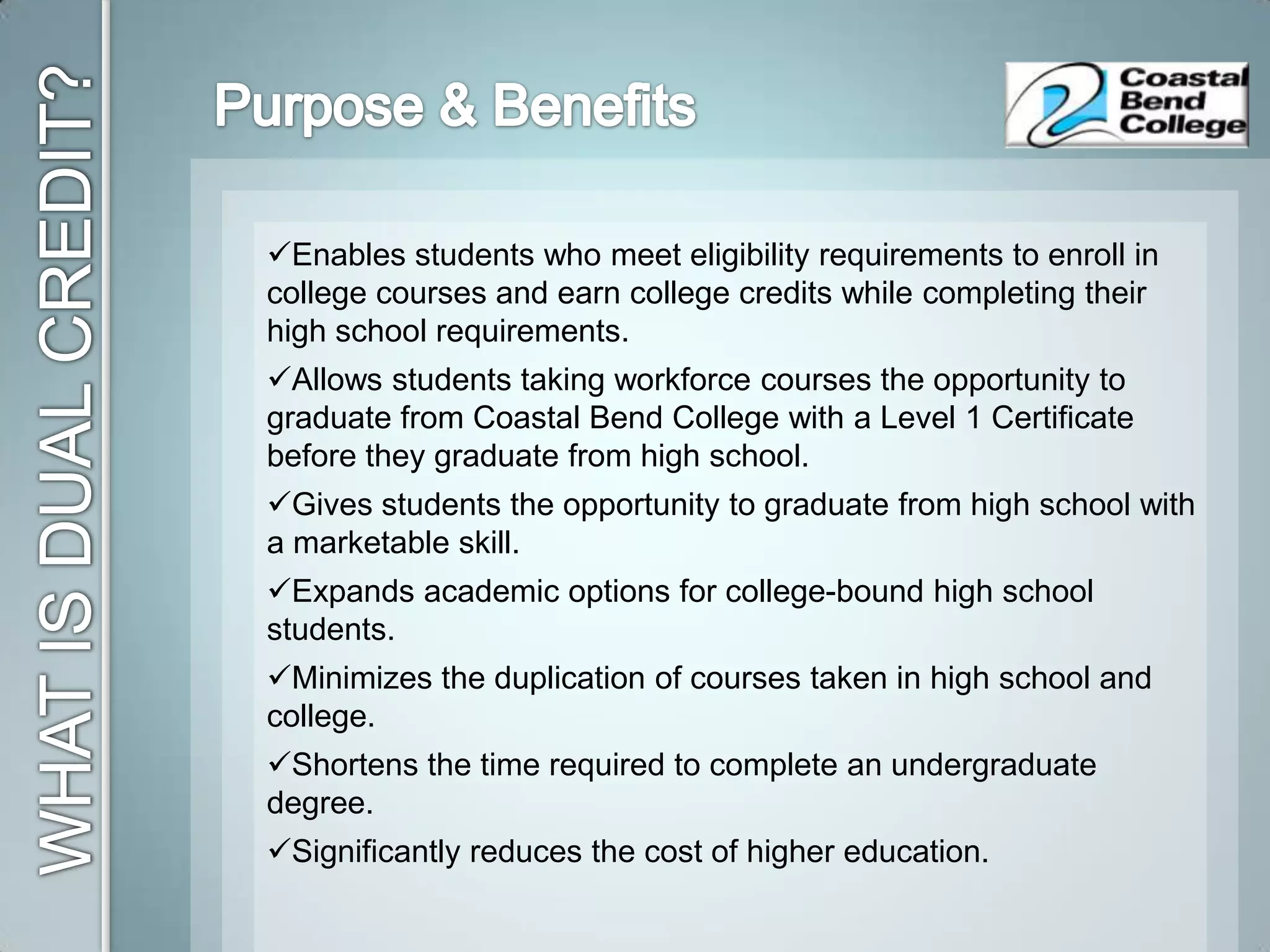 A college level course that counts as credit for both high school and college.