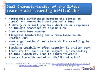 Dual Exceptionality Presentation - Gifted Education Webinar | PDF