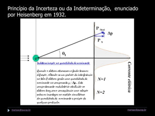 Princípio da Incerteza ou da Indeterminação, enunciado
por Heisenberg em 1932.




 marisac@pucsp.br                                marisac@pucsp.br
 