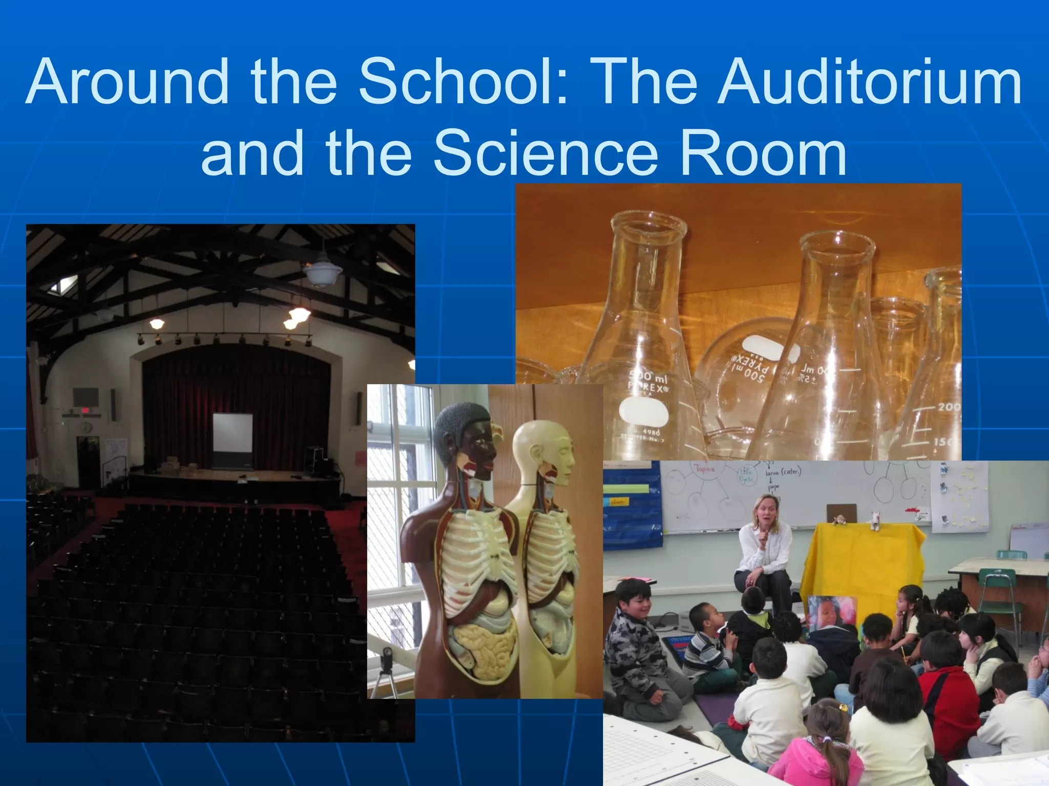 Around the School: The Auditorium and the Science Room 