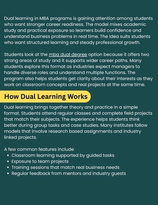 Dual Learning Program Dual Learning in MBA Education What Students Should Know Before ...
