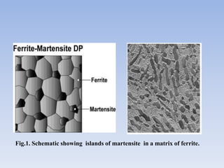 Fig.1. Schematic showing islands of martensite in a matrix of ferrite.
 