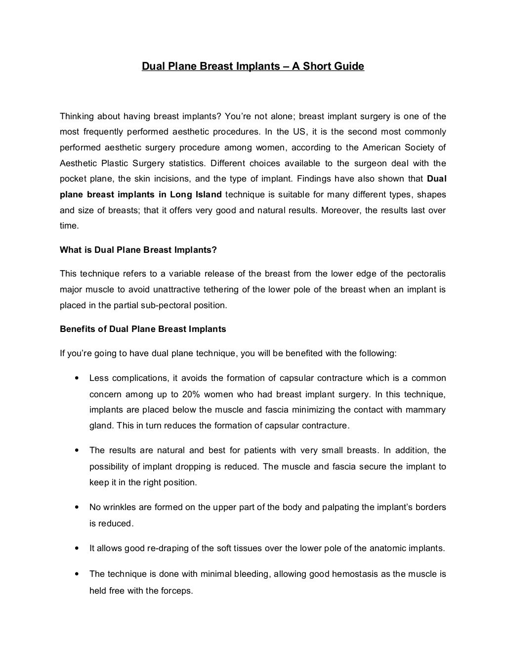 Dual Plane Breast Implants A Short Guide