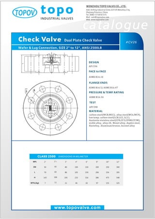 Dual plate check valve 2500 lb topo valve catalogue