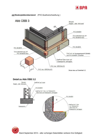 mit Bodenplattenüberstand (PVC-Quellverschweißung ) 
Stand September 2014 – aller vorherigen Datenblätter verlieren ihre Gültigkeit 
 