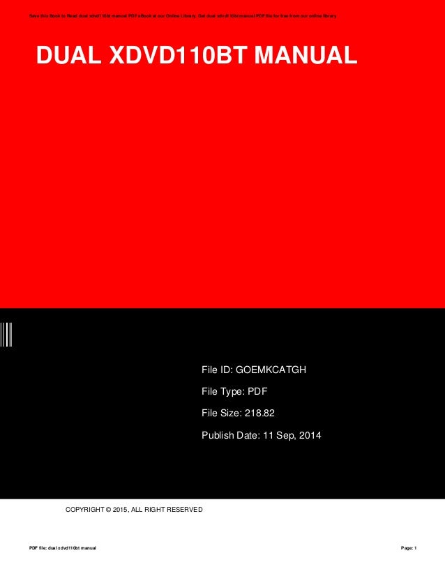 Dual xdvd110bt manual