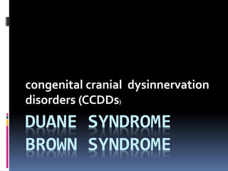 DUANE SYNDROME
BROWN SYNDROME
congenital cranial dysinnervation
disorders (CCDDs)
 
