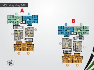 Mặt bằng tầng 7-27 
A 
B  