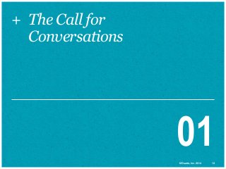 + The Call for
Conversations

01
© Duarte, Inc. 2014

13

 