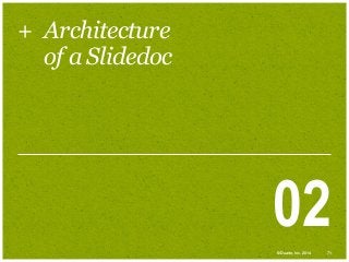 + Architecture
of a Slidedoc

02
© Duarte, Inc. 2014

71

 