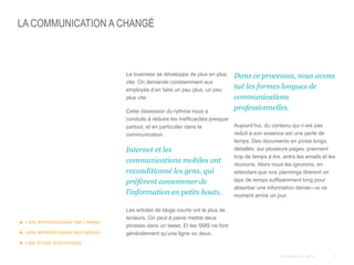 3© Duarte, Inc. 2014
LA COMMUNICATION A CHANGÉ
​Le business se développe de plus en plus
vite. On demande constamment aux
...