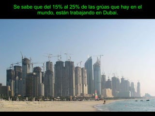 Se sabe que del 15% al 25% de las grúas que hay en el mundo, están trabajando en Dubai. 