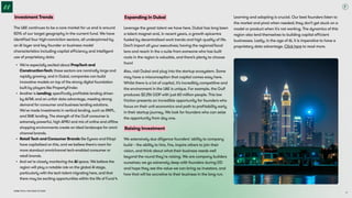 Dubai Tech: The Road to 2033
Expanding in Dubai
Leverage the great talent we have here. Dubai has long been
a talent magnet and, in recent years, a growth epicentre
fueled by decentralised work trends and high quality of life.
Don’t import all your executives; having the regional/local
lens and reach in the c-suite from someone who has built
roots in the region is valuable, and there’s plenty to choose
from! 

Also, visit Dubai and plug into the startup ecosystem. Some
may have a misconception that capital comes easy here.
Whilst there is a lot of capital, it’s incredibly competitive and
the environment in the UAE is unique. For example, the Gulf
produces $2.25t GDP with just 60 million people. This low
friction presents an incredible opportunity for founders who
focus on their unit economics and path to profitability early
in their startup journey. We look for founders who can seize
the opportunity from day one.
Raising Investment
We extensively due diligence founders' ability to company
build – the ability to hire, fire, inspire others to join their
vision, and think about what their business needs well
beyond the round they’re raising. We are company builders
ourselves; we go extremely deep with founders during DD
and hope they see the value we can bring as investors, and
how that will be accretive to their business in the long run.
Learning and adapting is crucial. Our best founders listen to
the market and pivot when needed; they don’t get stuck on a
model or product when it's not working. The dynamics of this
region also lend themselves to building capital efficient
businesses. Lastly, in the age of AI, it is imperative to have a
proprietary data advantage. Click here to read more.
Investment Trends
The UAE continues to be a core market for us and is around
50% of our target geography in the current fund. We have
identified four high-conviction sectors, all underpinned by
an AI layer and key founder or business model
characteristics including capital efficiency and intelligent
use of proprietary data.
We're especially excited about PropTech and
Construction-Tech; these sectors are nominally large and
rapidly growing, and in Dubai, companies can build
innovative models on top of the strong digital foundation
built by players like PropertyFinder.
Another is Lending; specifically profitable lending driven
by AI/ML and an unfair data advantage, meeting strong
demand for consumer and business lending solutions.
We've made investments in vertical lending, such as RNPL,
and SME lending. The strength of the Gulf consumer is
extremely powerful, high APRU and mix of online and offline
shopping environments create an ideal landscape for omni-
channel brands.
Retail Tech and Consumer Brands like Eyewa and Kitopi
have capitalised on this, and we believe there's room for
more standout omnichannel tech-enabled consumer or
retail brands.
And we’re closely monitoring the AI space. We believe the
region will play a notable role on the global AI stage,
particularly with the tech talent migrating here, and that
there may be exciting opportunities within the life of Fund 4.
47
 