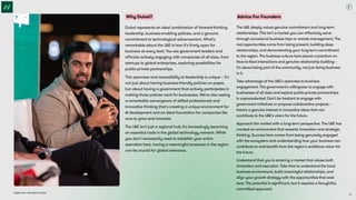 Dubai Tech: The Road to 2033
Advice For Founders
The UAE deeply values genuine commitment and long-term
relationships. This isn't a market you can effectively serve
through occasional business trips or remote management. The
real opportunities come from being present, building deep
relationships, and demonstrating your long-term commitment
to the region. The business culture here places a premium on
face-to-face interactions and genuine relationship building –
it's about being part of the community, not just doing business
in it.

Take advantage of the UAE's openness to business
engagement. The government's willingness to engage with
businesses of all sizes and explore public-private partnerships
is unprecedented. Don't be hesitant to engage with
government initiatives or propose collaborative projects –
there's a genuine interest in innovative ideas that can
contribute to the UAE's vision for the future.

Approach the market with a long-term perspective. The UAE has
created an environment that rewards innovation and strategic
thinking. Success here comes from being genuinely engaged
with the ecosystem and understanding how your business can
contribute to and benefit from the region's ambitious vision for
the future.

Understand that you're entering a market that values both
innovation and execution. Take time to understand the local
business environment, build meaningful relationships, and
align your growth strategy with the opportunities that exist
here. The potential is significant, but it requires a thoughtful,
committed approach.
Why Dubai?
Dubai represents an ideal combination of forward-thinking
leadership, business-enabling policies, and a genuine
commitment to technological advancement. What's
remarkable about the UAE is how it's firmly open for
business at every level. You see government leaders and
officials actively engaging with companies of all sizes, from
startups to global enterprises, exploring possibilities for
public-private partnerships. 

This openness and accessibility to leadership is unique – it's
not just about having business-friendly policies on paper,
but about having a government that actively participates in
making those policies work for businesses. We're also seeing
a remarkable convergence of skilled professionals and
innovative thinking that's creating a unique environment for
AI development and an ideal foundation for companies like
ours to grow and innovate.

The UAE isn't just a regional hub; it's increasingly becoming
an essential node in the global technology network. While
you don't necessarily need to establish your entire
operation here, having a meaningful presence in the region
can be crucial for global relevance.
60
 