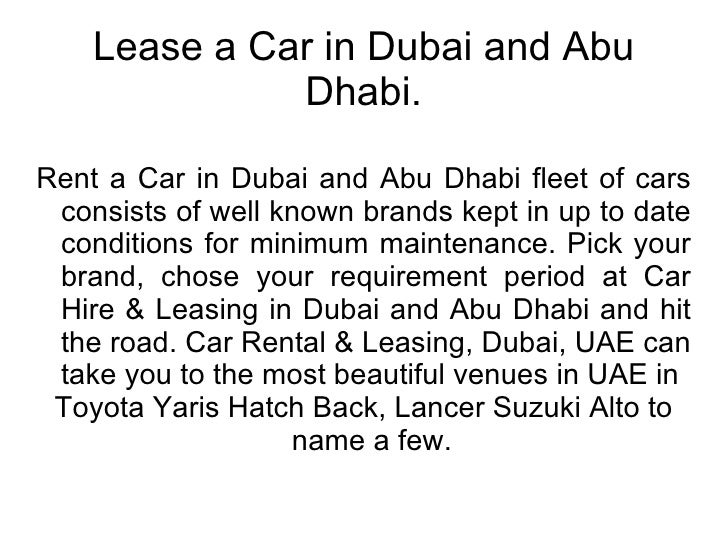 Dubai And Abu Dhabi Car Hire & Leasing
