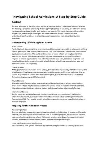 Navigating School Admissions A Step By Step Guide Pdf Navigating School Admissions A Step By Step Guide Pdf