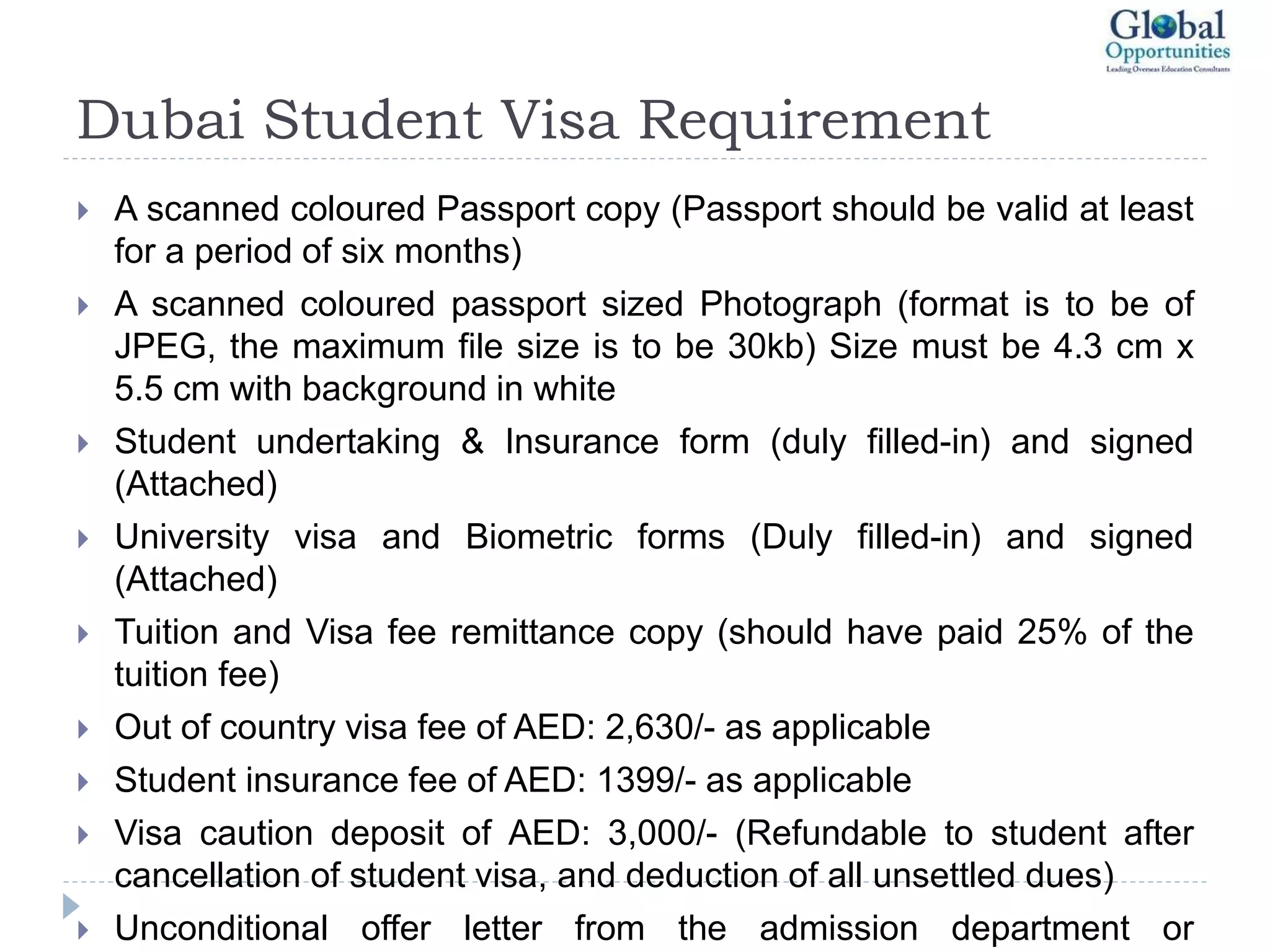 Dubai Student Visa Requirement Pptx