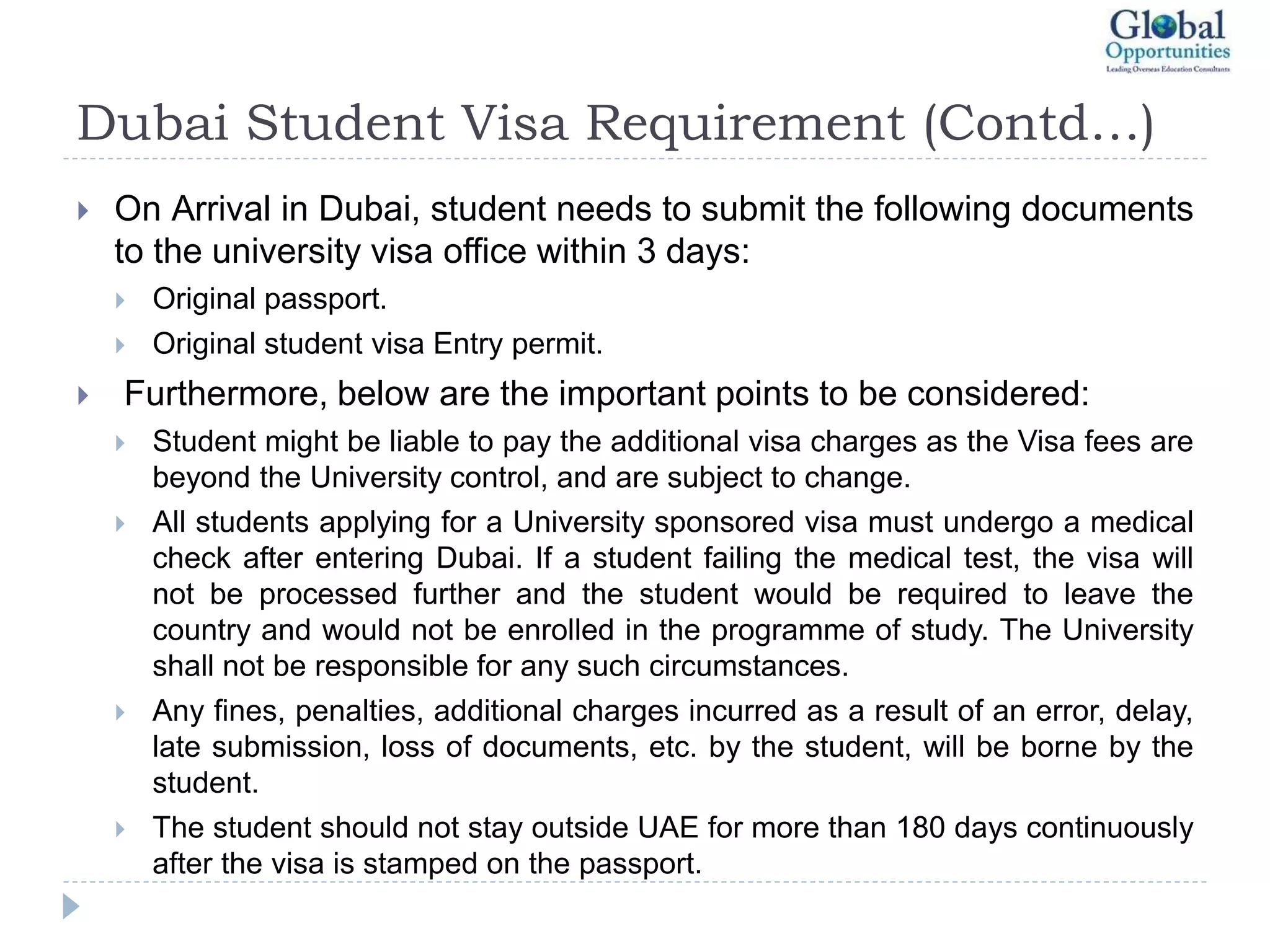 Dubai Student Visa Requirement Pptx