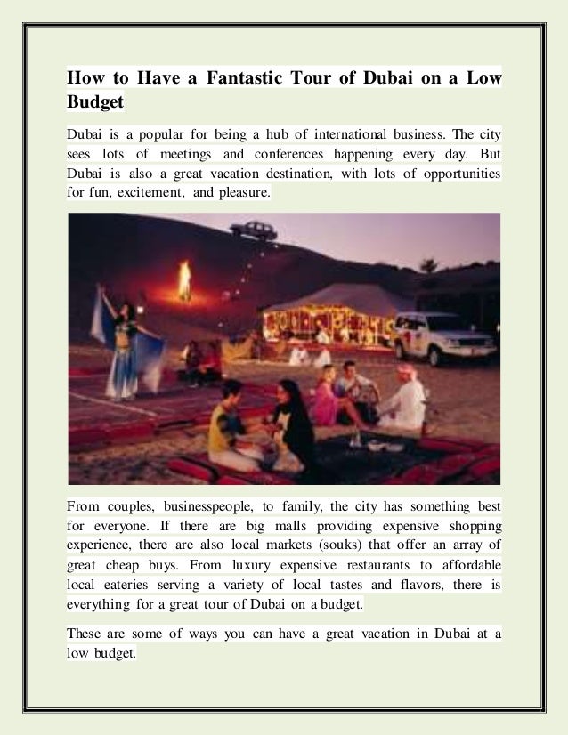 How To Have A Fantastic Tour Of Dubai On A Low Budget