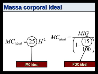 Massa corporal ideal IMC ideal PGC ideal 