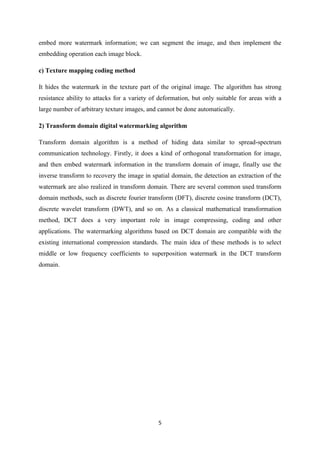 Report on Digital Watermarking Technology | PDF