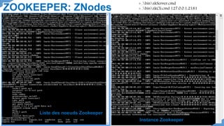 ZOOKEEPER: ZNodes
> .binzkServer.cmd
> .binzkCli.cmd 127.0.0.1:2181
Liste des noeuds Zookeeper
Instance Zookeeper
 