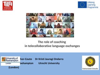 The role of coaching
in telecollaborative language exchanges
Dr Sabela Melchor-Couto Dr Kristi Jauregi Ondarra
University of Roehampton Utrecht University
(London)
 