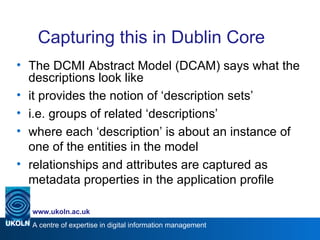 Capturing this in Dublin Core ,[object Object],[object Object],[object Object],[object Object],[object Object]