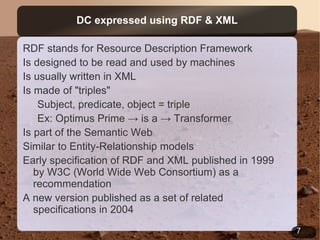 Schema maintained by the Dublin Core Metadata Initiative (DCMI) group 