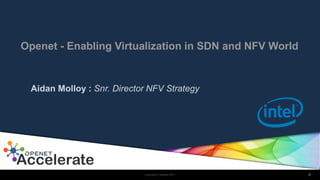 1© Copyright 2017 Openet Classification: Confidential
Openet - Enabling Virtualization in SDN and NFV World
Aidan Molloy : Snr. Director NFV Strategy
 