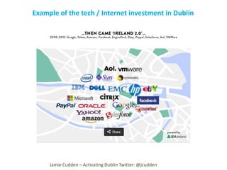 Example of the tech / Internet investment in Dublin

Jamie Cudden – Activating Dublin Twitter: @jcudden

 