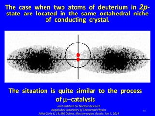 48
The case when two atoms of deuterium in 2p-
state are located in the same octahedral niche
of conducting crystal.
Joint...