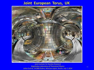 81
Joint European Torus, UK
Joint Institute For Nuclear Research
Bogoliubov Laboratory of Theoretical Physics
Joliot-Curie...