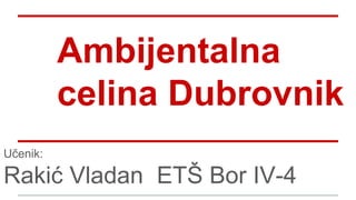 Ambijentalna
celina Dubrovnik
Učenik:
Rakić Vladan ETŠ Bor IV-4
 