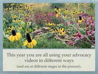 This year you are all using your advocacy
videos in different ways "
(and are at different stages in the process).!
images...