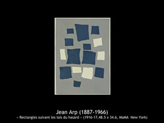 Jean Arp (1887-1966)
« Rectangles suivant les lois du hasard » (1916-17,48.5 x 34.6, MoMA New York)
 