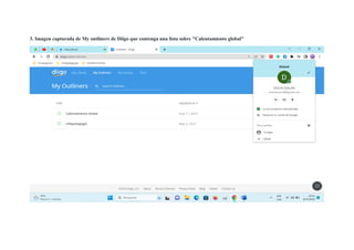 3. Imagen capturada de My outliners de Diigo que contenga una lista sobre "Calentamiento global"